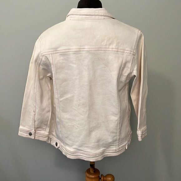 Stretch Women's White Denim Jacket - Picture 5 of 9